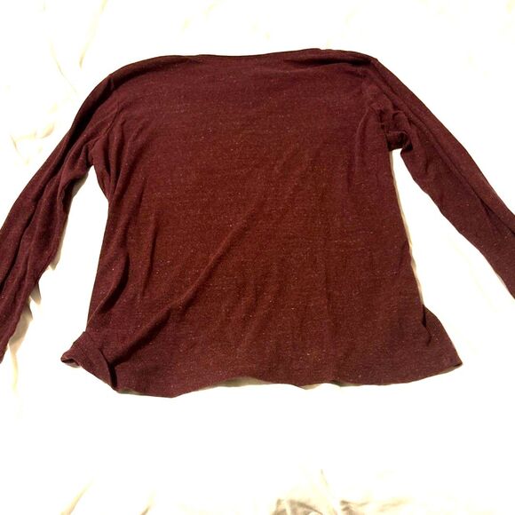 Women’s Eddie Bauer Long Sleeve V- Neck T Shirt In Maroon - Picture 8 of 8